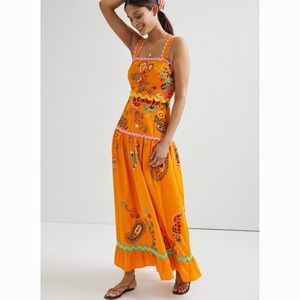 Anthropologie Maeve Sunshine Embroidered Dress